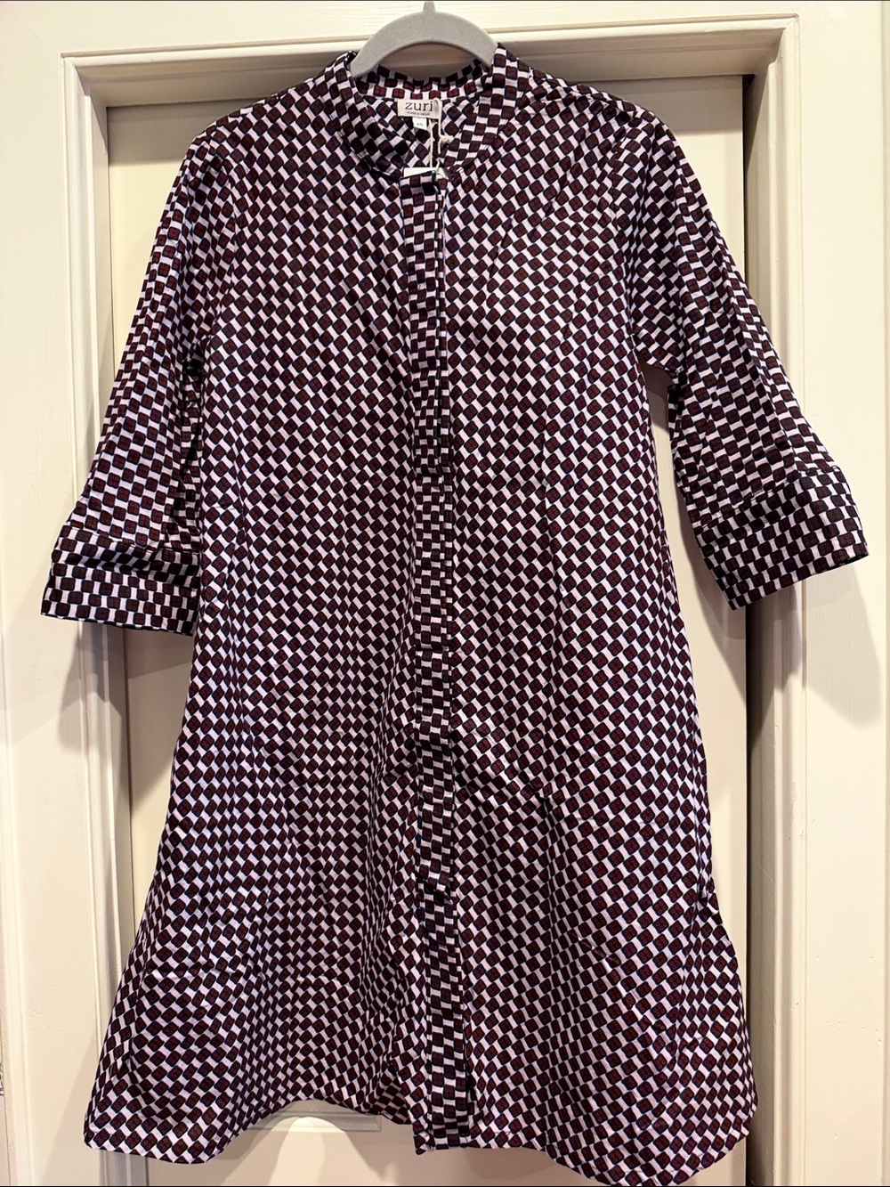 Zuri Purple Geometric Button-Front Dress